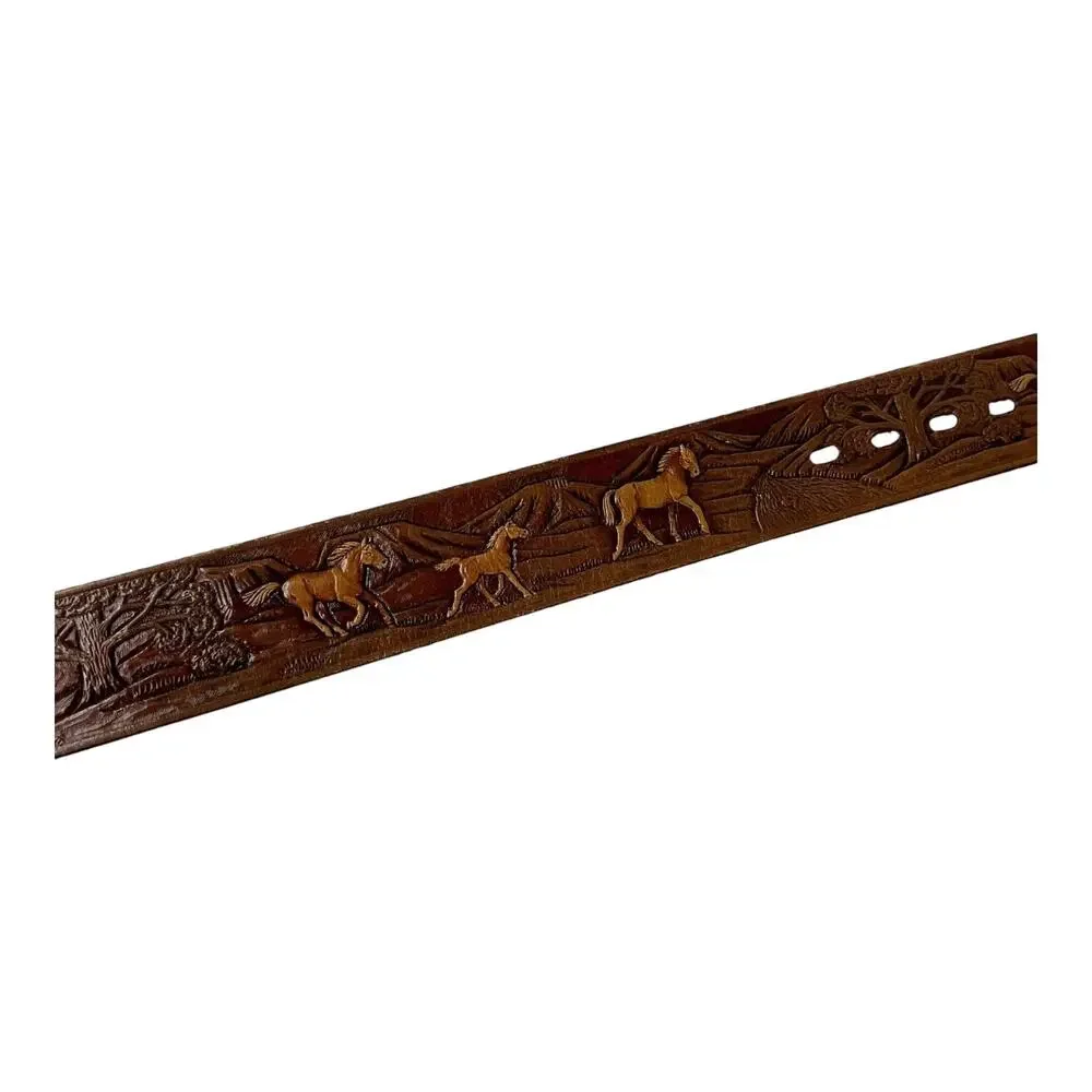 Chamber Leather Belt Silver Buckle Kids Horse Saddle Western Cowboy 18